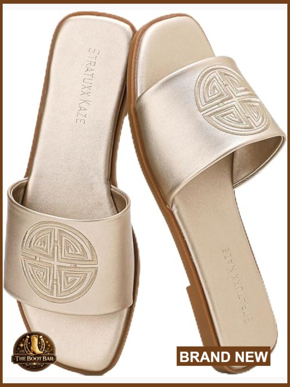Women's Flat Sandals with Memory Foam, Slip-On Design, Dressy Summer Slides